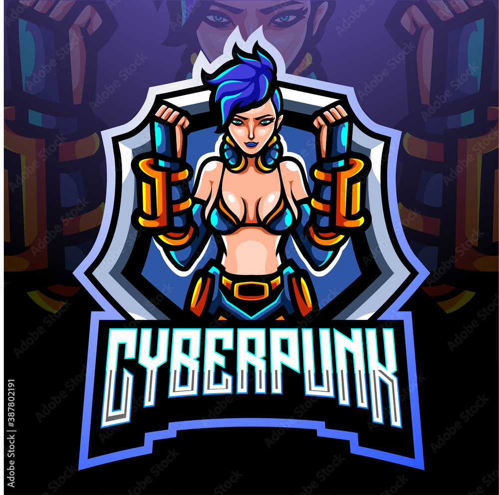 Cyberpunk mascot. esport logo design