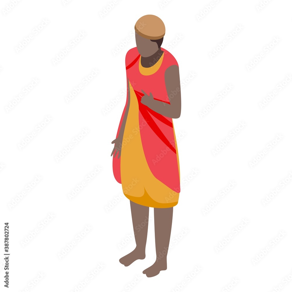 African native woman icon. Isometric of african native woman vector icon for web design isolated on white background