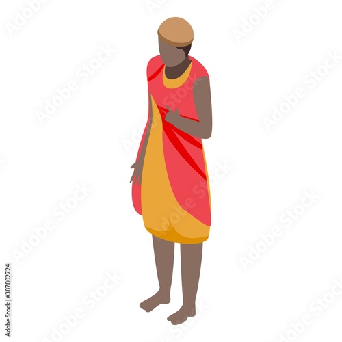African native woman icon. Isometric of african native woman vector icon for web design isolated on white background