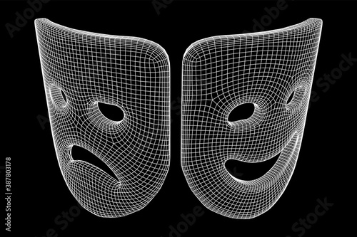 Theatrical masks tragedy and comedy character