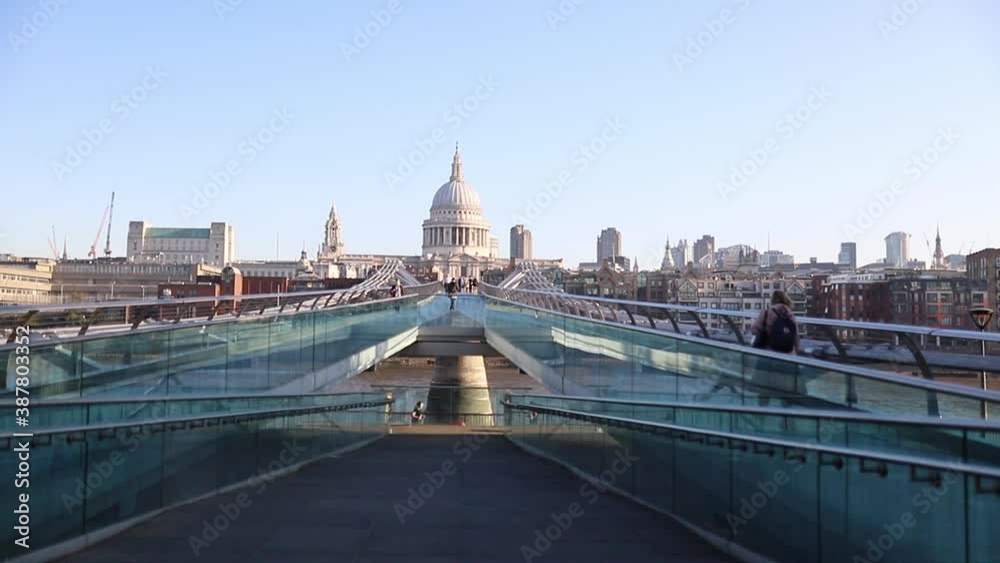 The Millennium Bridge Ramp with the Saint Paul Cathedral as Background