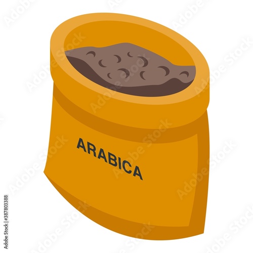 Coffee arabica sack icon. Isometric of coffee arabica sack vector icon for web design isolated on white background
