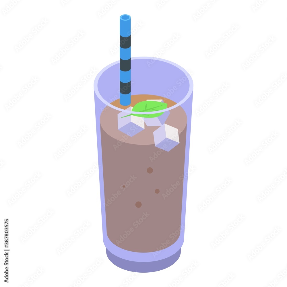 Ice coffee glass icon. Isometric of ice coffee glass vector icon for web design isolated on white background Ice coffee glass icon. Isometric of ice coffee glass vector icon for web design isolated on white background