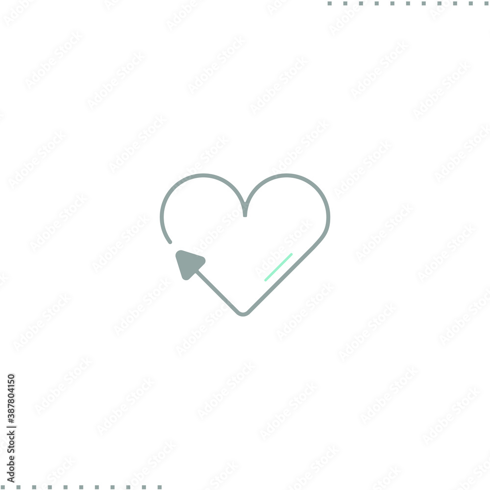 heart shape arrow vector icon in outline