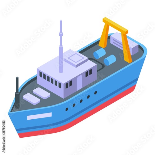 Marine fishing ship icon. Isometric of marine fishing ship vector icon for web design isolated on white background