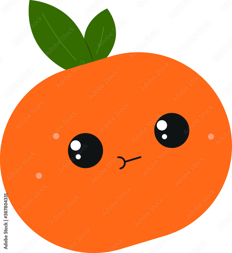 Obraz premium vector illustration of cute funny mandarin with face cartoon style