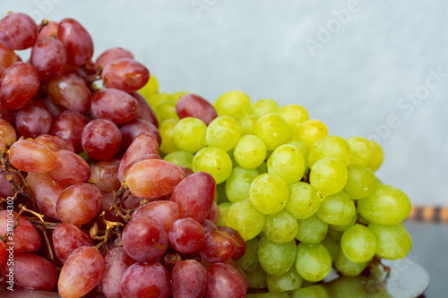 Bunch of red and green organic grapes