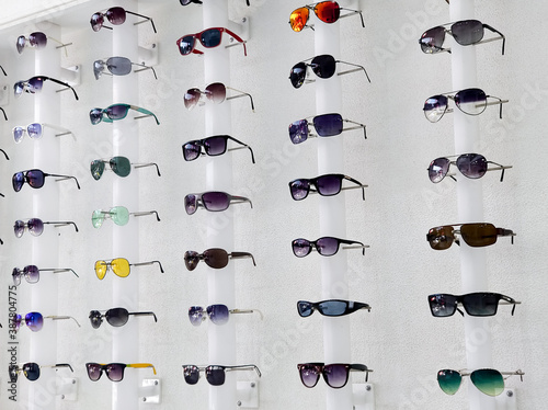 Various eyeglasses frames on display
