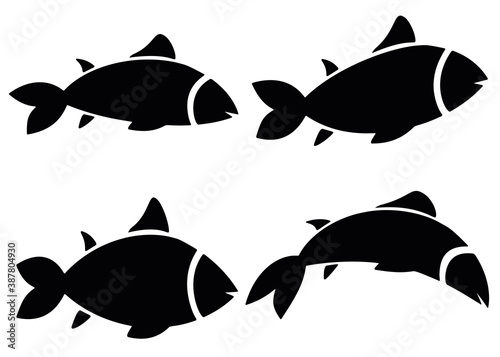 Set of logos for fish products and fishing products.