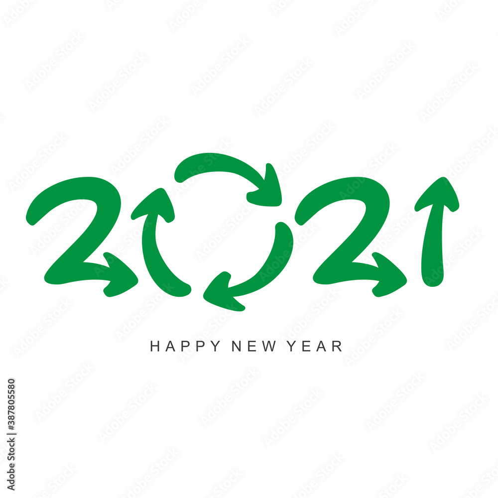 Happy New Year 2021 green recycling and save our planet earth environment 2021 logo icon Happy New Year 2021 green recycling and save our planet earth environment 2021 logo icon