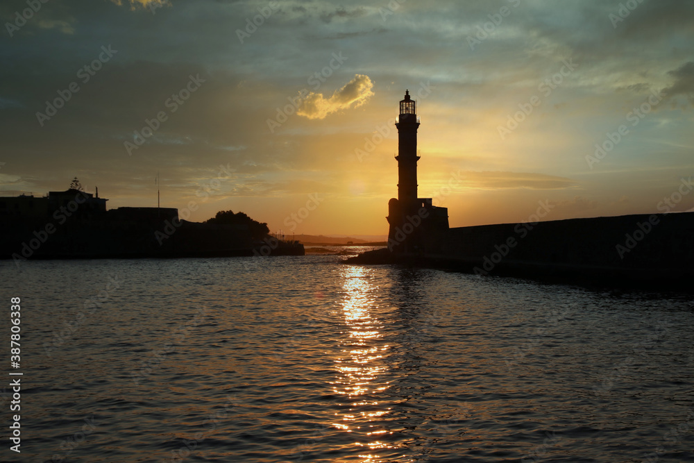 Venetian Lighthouse at Chania - Crete, Greece Venetian Lighthouse at Chania - Crete, Greece