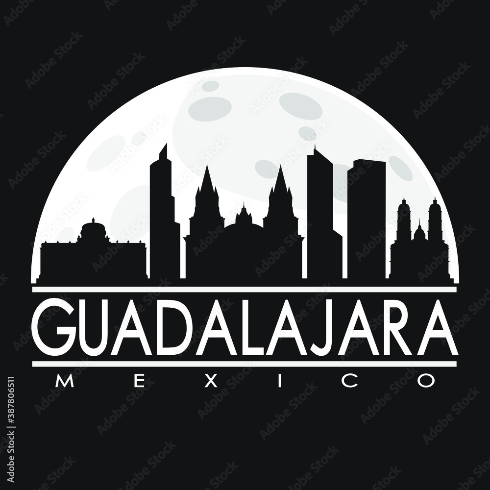 Guadalajara Flat Icon Skyline Silhouette Design City Vector Art Famous Buildings.