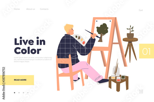 Imagine and create concept for template landing page for website. Live in color