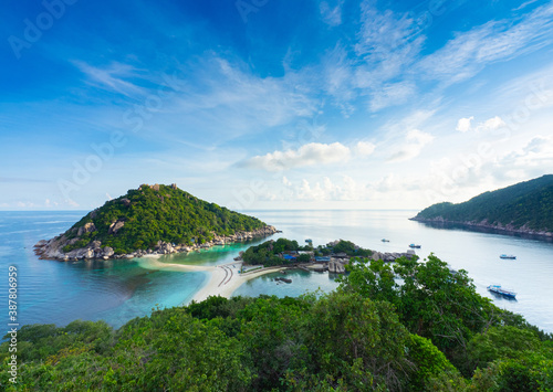 Beautiful view point of Nang Yuan island  the popular tourist destination near Samui island in gulf of Thailand.