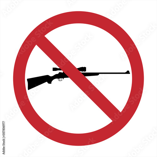 Vector silhouette of prohibition guns mark on white background. Symbol of attention and hunt.
