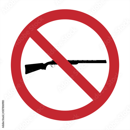 Vector silhouette of prohibition guns mark on white background. Symbol of attention and hunt.