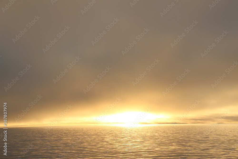Obraz premium Arctic. The Golden sunrise. Laptev sea. Light. Velvet background
