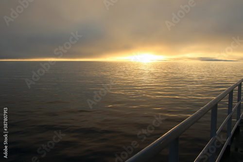Arctic. The Golden sunrise. Laptev sea. Light. Velvet background