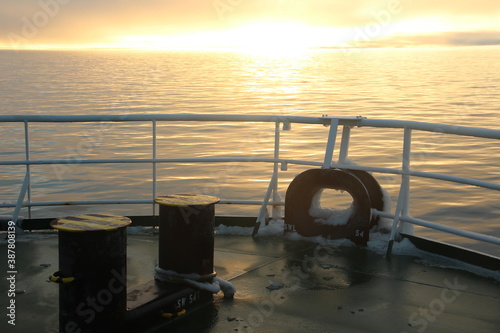 Arctic. The Golden sunrise. Laptev sea. Light. Velvet background