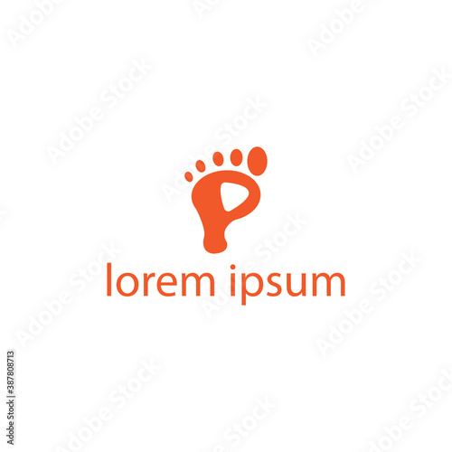 letter p creative modern logo illustration footprint vector design template.