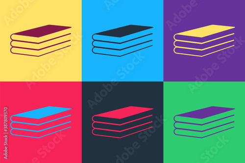 Pop art Books icon isolated on color background. Vector.