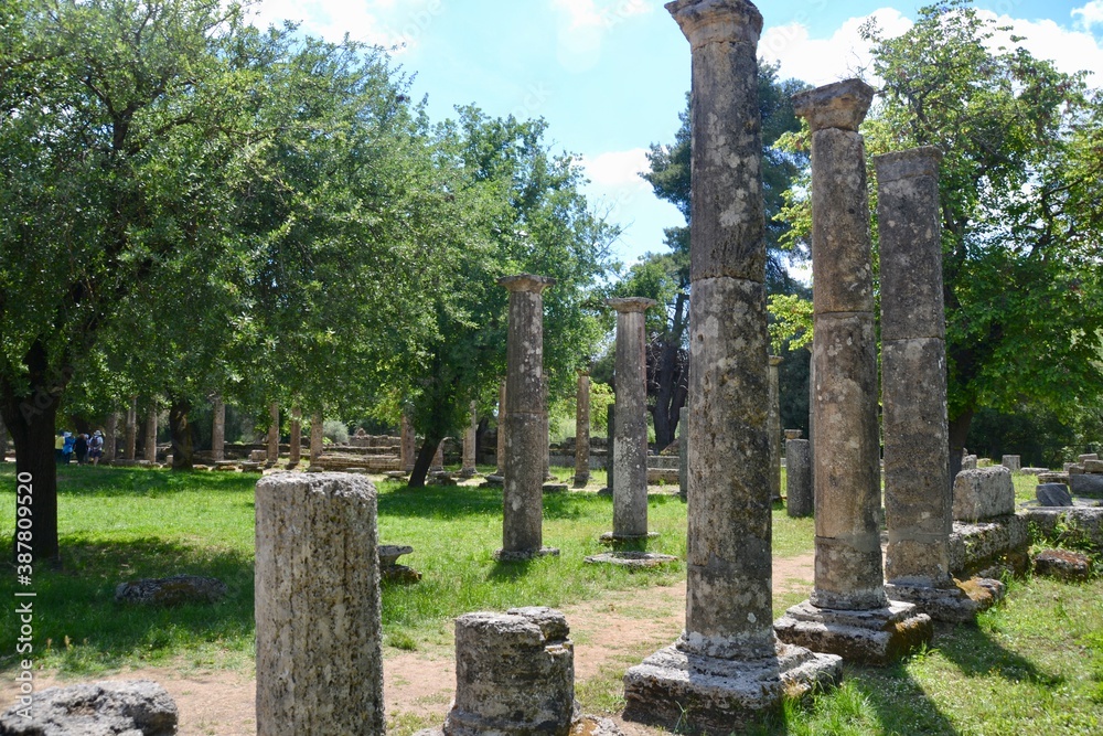 Ancient Olympia and the ruins of the wrestling arena