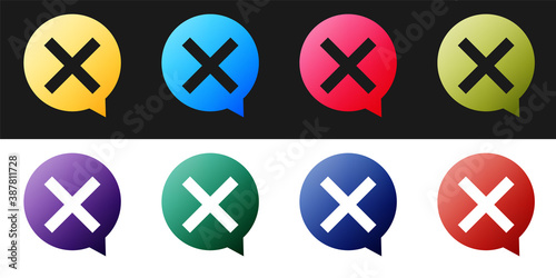 Free Download Set X Mark, Cross in circle icon isolated on black and white background. Check cross mark icon. Vector. - GFXLoad