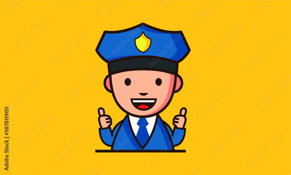 Cartoon Illustration Of A Policeman With Thumbs Up Stock Vector 