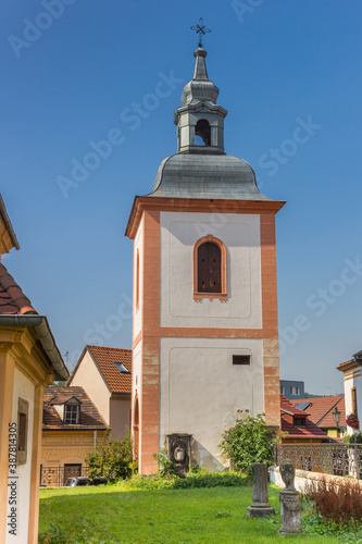 Tower of the Kostel svateho Vojtecha church in  Litomerice, Czech Republic photo