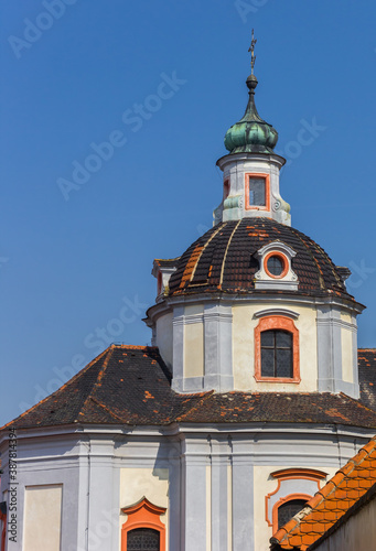 Dome of the historic Chram svateho Vaclava church in Litomerice, Czech Republic photo