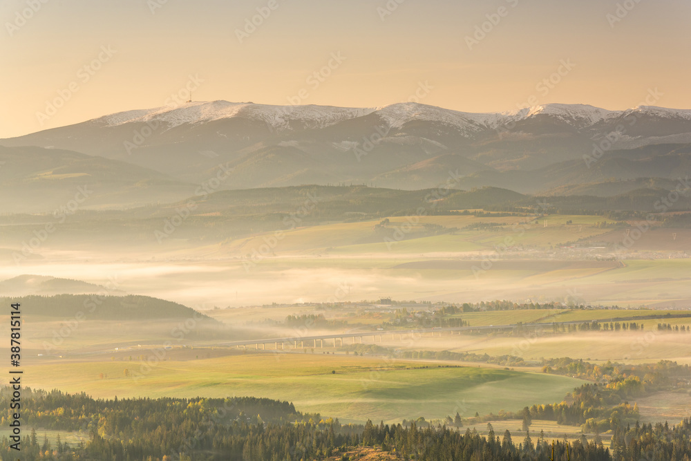 Beautiful Landscape View Over Pasture and Hills at Slovakia High Tatra Mountains