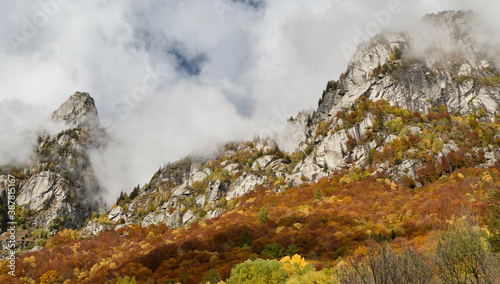 waterfall in the Mountain lake in Val di Mello, Val Masino , Italy - lombardy