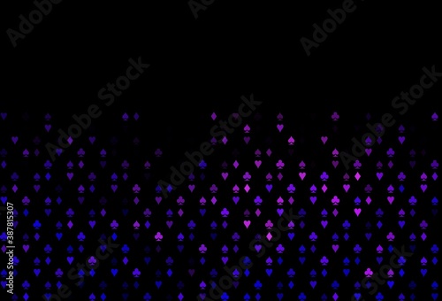 Fototapeta Naklejka Na Ścianę i Meble -  Dark Pink, Blue vector texture with playing cards.