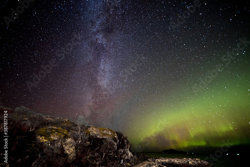 Milky way and the aurora borealis © Clare
