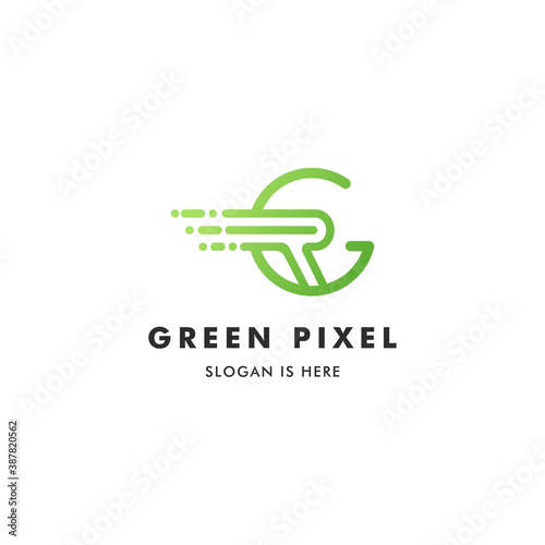 Letter GP Green Pixel Logo Vector Icon Template Design