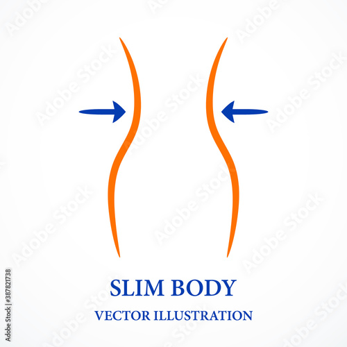 Contour fitness pattern, slim female shape. Vector.