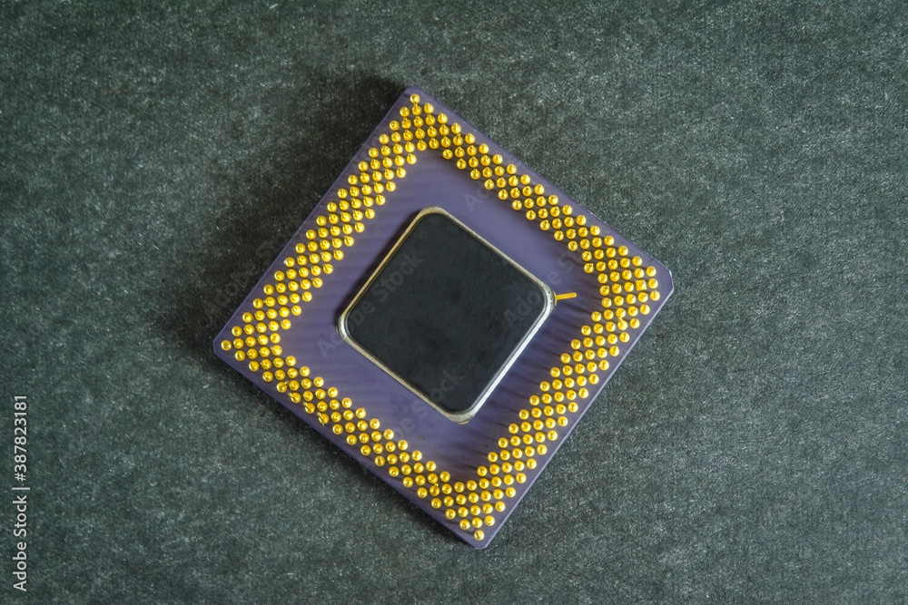 Personal computer processor on a dark grey background. Personal computer processor on a dark grey background.