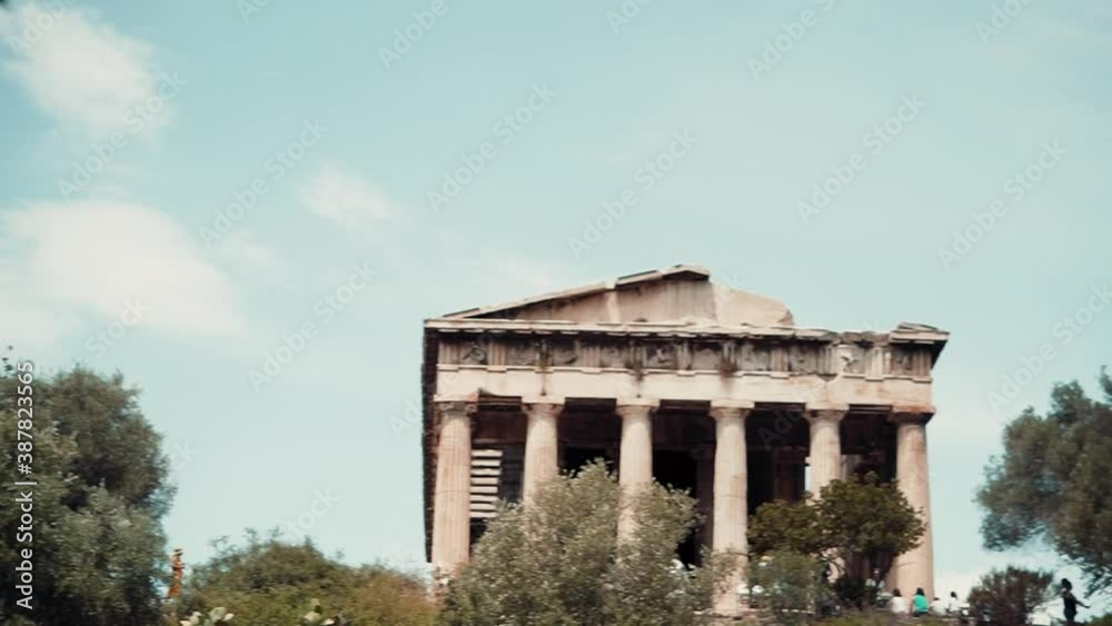 Clip of an ancient temple with marble columns in Athens Greece Clip of an ancient temple with marble columns in Athens Greece