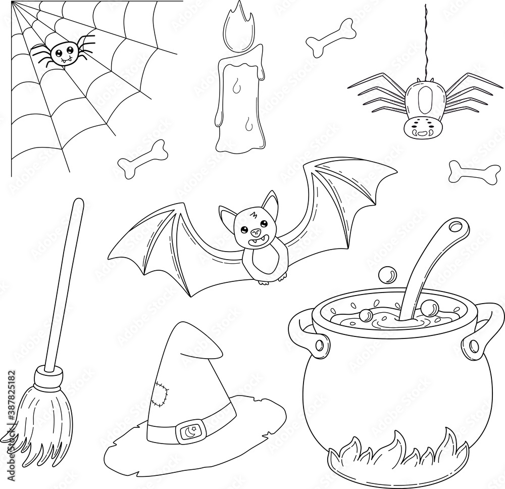 Obraz premium Set of Halloween and witch themed icons