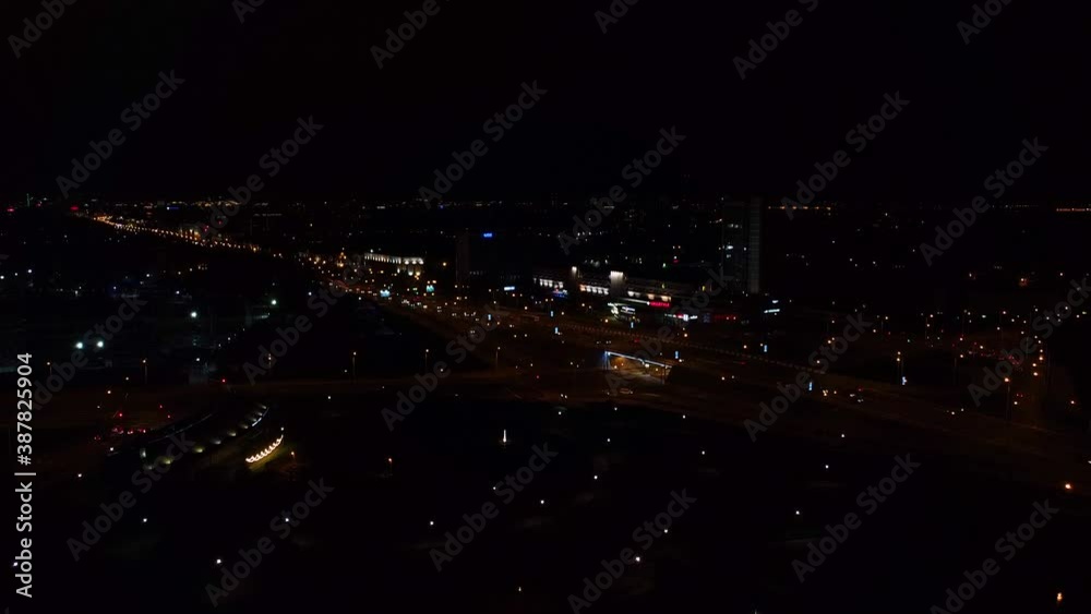 Nice view of the city center at night with advertisements and illumination. 27 October 2020, Minsk Belarus Nice view of the city center at night with advertisements and illumination. 27 October 2020, Minsk Belarus
