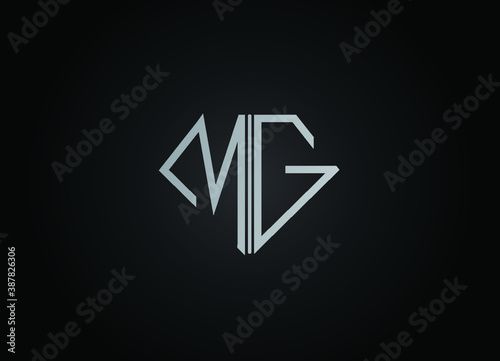 MG diamond shape silver color design