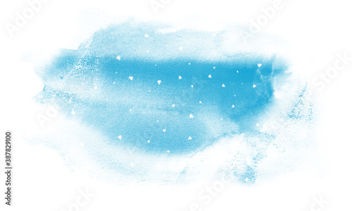 Watercolor illustration of winter sky and snow. Concept of Christmas, winter, snowfall. Background for design, postcard, banner, template. Isolated