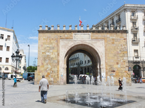 Tunis. Bab el Bhar historical monument on Avenue de France