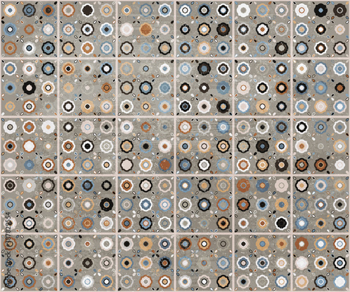 Vintage seamless tile pattern.Morocco, Indian, Arabic, Turkish motifs . Azulejo. Lisbon, Portuguese or Spanish retro tiles mosaic, Mediterranean design.patchwork. vector