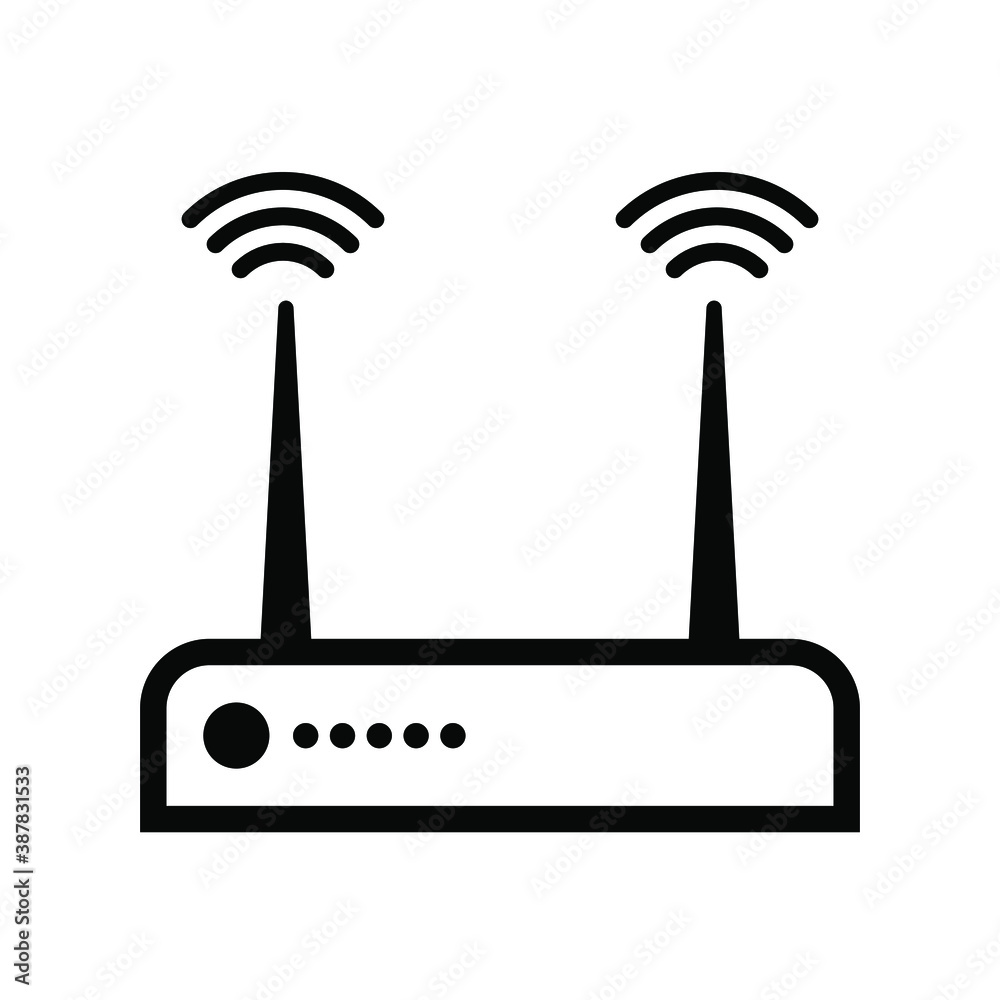 Router icon. Internet network modem symbol. Black isolated vector illustration. Router icon. Internet network modem symbol. Black isolated vector illustration.