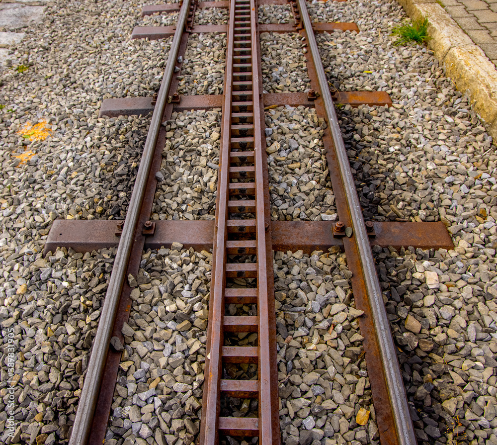 Cog railway train tracks in the Swiss Alps - travel photography Cog railway train tracks in the Swiss Alps - travel photography