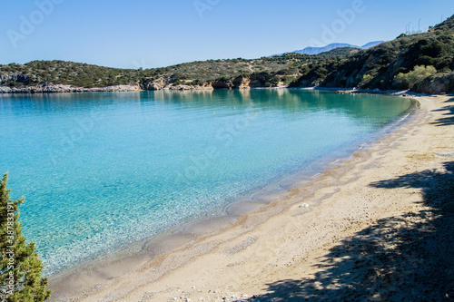 Beautiful idyllic turquoise waters beach, Crete Greece.