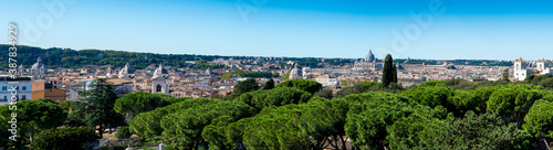panoramic view of Rome from Villa Borghese towards San Pietro basilica