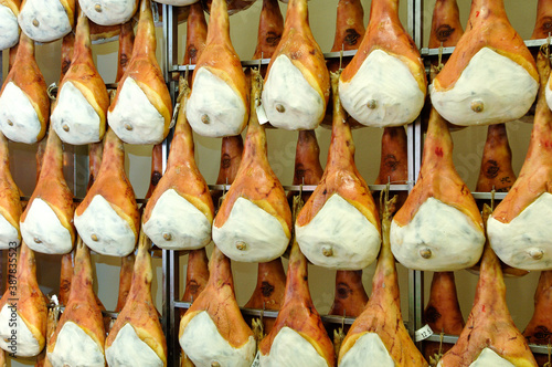 seasoning of Italian raw ham called San Daniele, raw ham food industry