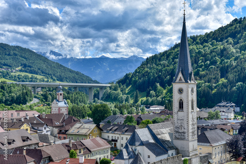 Gmünd, Gmünd in Kärnten, Stadt, Stadtkern, Altstadt, Kärnten, Spittal an der Drau, Spittal, Oberkärnten, Gassen, Dach, Dächer, Häuser, Kirche, historisch, tradition, Wolken, Himmel, Sehenswürdigkeit,  photo